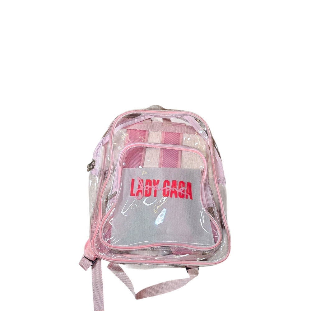 Lady Gaga Backpack Book bag Clear see through full size pink 2017